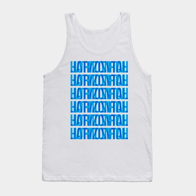 Horizontal Typography Stack (Cyan Blue) Tank Top by John Uttley